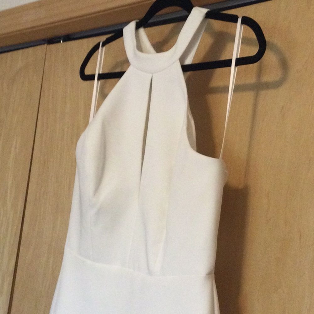 BCBGMaxAzria Racerback Cutout  Halter Gown - Picture 6 of 12